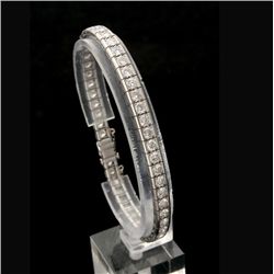 DIAMOND, PLATINUM STRAIGHT LINE BRACELET.