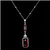 Image 1 : TOURMALINE, DIAMOND, 18K W/G PENDANT-NECKLACE.