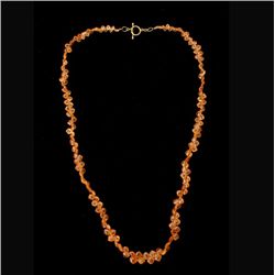 GARNET, 18K YELLOW GOLD NECKLACE.
