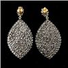 Image 4 : PAIR OF DIAMOND, STERLING SILVER, 18K Y/G EARRINGS.