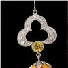Image 2 : CITRINE, SAPPHIRE, DIAMOND, 18K W/G EARRINGS.