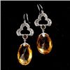 Image 4 : CITRINE, SAPPHIRE, DIAMOND, 18K W/G EARRINGS.