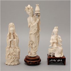 A Group of Three Figural Ivory Carvings*