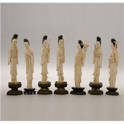 A Group of Seven Ivory Female Figures*