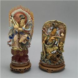 Two Polychromed Ivory Celestial Figures*