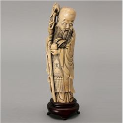 A Tinted Ivory Figure of Shoulao*, 19th Century