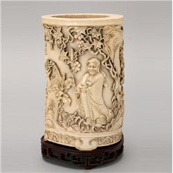 A Fine Ivory Brush Pot*, 19th Century