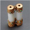 Image 4 : A Double Jade Snuff Bottle Mounted with Gold Cases