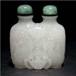 A Conjoined White Jade Snuff Bottles