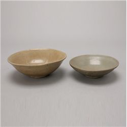 Two Celadon-Glazed Ceramic Bowls