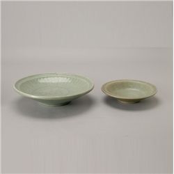 Two Ming Dynasty Celadon-Glazed Chargers