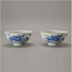 A Pair of Blue and White Porcelain Bowls