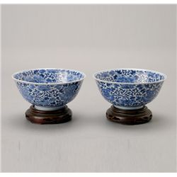 A Pair of Blue and White Porcelain Bowls, Kangxi