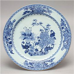 A Large 18th C. Blue & White Export Porcelain Dish