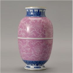 A Blue and Enamel-Decorated Porcelain Vase