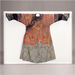 An Embroidered Red Ground Dragon Robe, Early 19th C