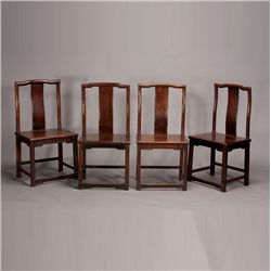 A Set of Four Hardwood Side Chairs, 19th Century