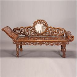 A Carved Hardwood Day Bed