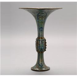 A Cloisonné-Enameled 'Gu' Form Vase