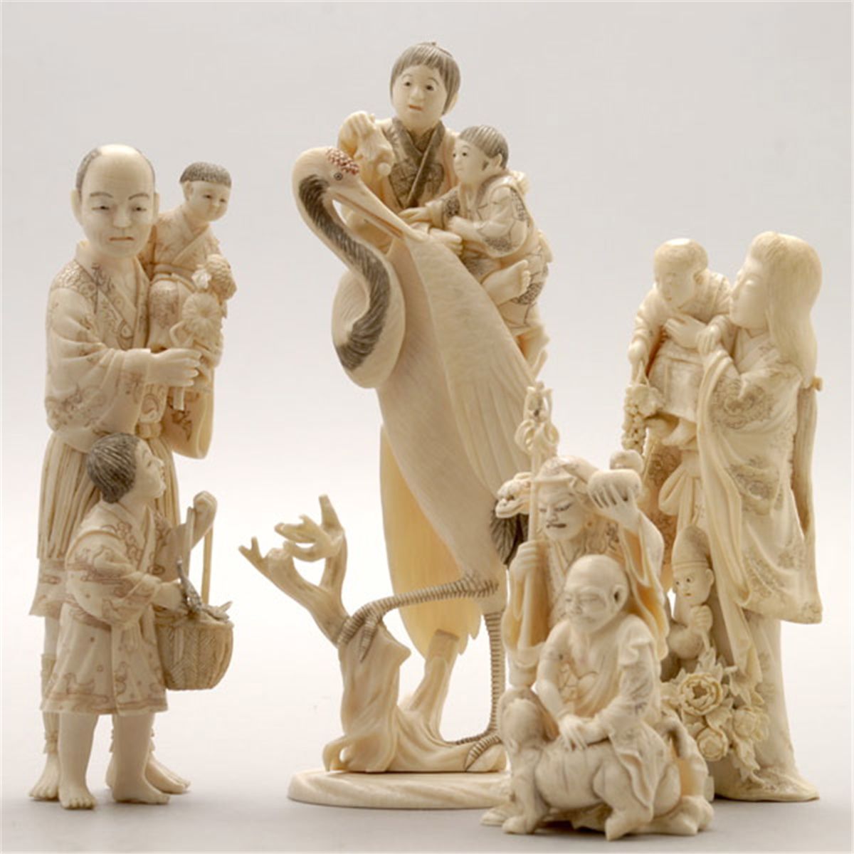 Four Japanese Ivory Figural Carvings*, Meiji