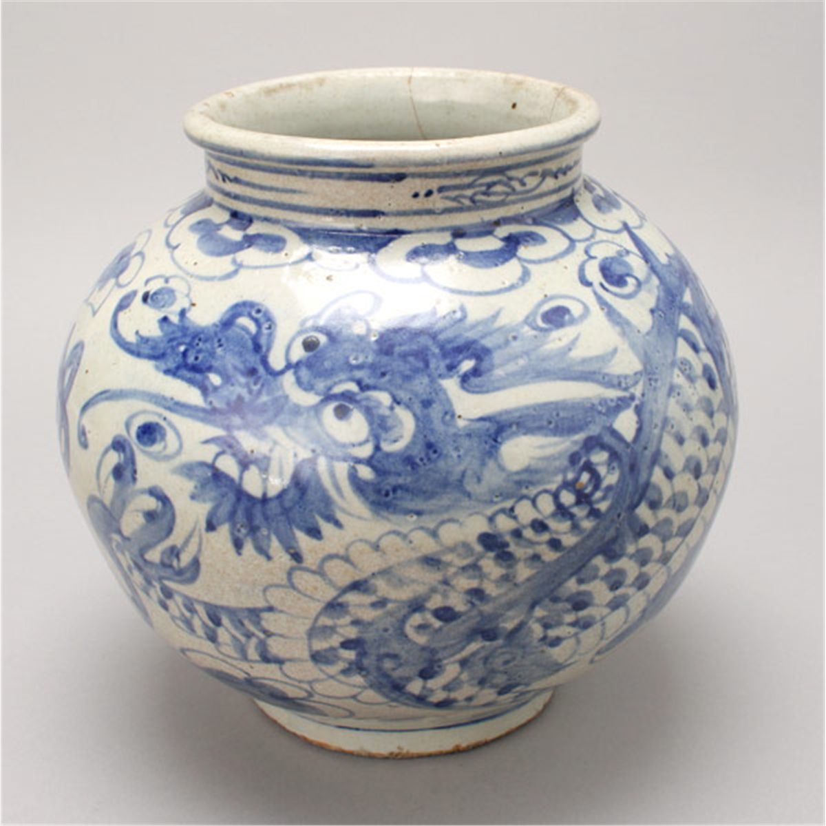 A Korean Blue & White Porcelain Dragon Jar, Joseon