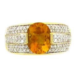 18k Yellow Gold Ring with Citrine and Diamonds