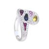 Image 3 : 14kw Gold Ring with Multicolored Gems & Diamonds