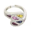 Image 4 : 14kw Gold Ring with Multicolored Gems & Diamonds