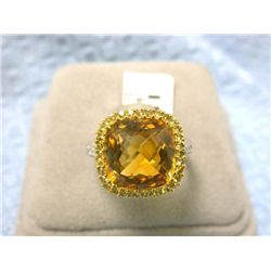 14kw Gold Ring with Sapphire, Citrine & Diamonds