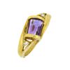 Image 2 : 14k Yellow Gold Ring with Amethyst and Diamonds