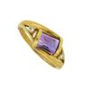 Image 3 : 14k Yellow Gold Ring with Amethyst and Diamonds