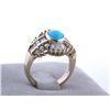 Image 2 : 14k Gold Diamond Ring with Diamonds and Turquoise