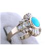 Image 4 : 14k Gold Diamond Ring with Diamonds and Turquoise