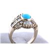 Image 5 : 14k Gold Diamond Ring with Diamonds and Turquoise