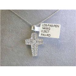 14k White Gold Cross Pendant