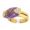 Image 3 : 14k Yellow Gold Ring with Diamonds and Amethyst