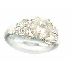 18k White Gold Diamond Ring with Diamond Accents