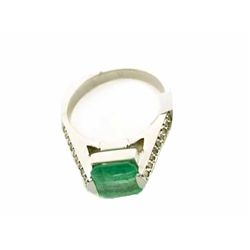 14k Diamond and Emerald Ring