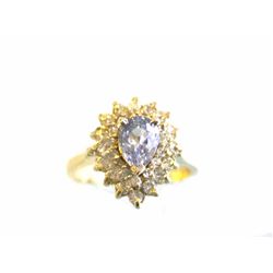 14k Yellow Gold Diamond Ring with Sapphire