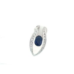 14k White Gold Diamond and Sapphire Pendant