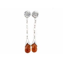18k White Gold Diamond Earrings with Citrine