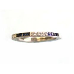 Platinum Ring with Diamonds and Sapphire