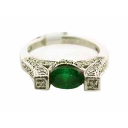 18k Diamond and Emerald Ring