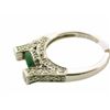 Image 2 : 18k Diamond and Emerald Ring
