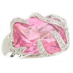 14k White Gold Ring with Topaz and Diamonds