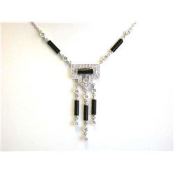 14k White Gold Necklace with Onyx