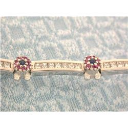 14k Gold Bracelet with Diamonds and Sapphires