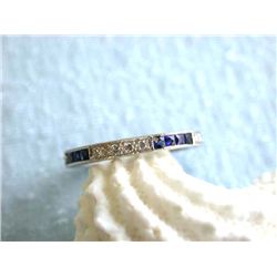 Platinum Ring with Diamonds and Sapphire