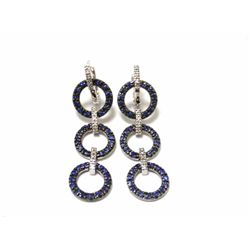 14k White Gold Earrings with Diamonds and Sapphire
