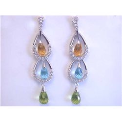 14k Gold Earrings with Diamonds and Gemstones